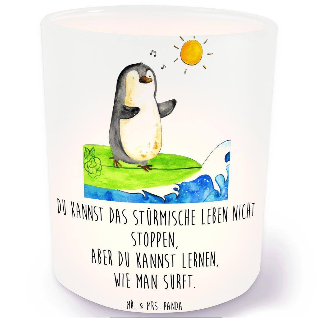 Windlicht Pinguin Surfer Windlicht Glas, Teelichtglas, Teelichthalter, Teelichter, Kerzenglas, Windlicht Kerze, Kerzenlicht, Pinguin, Pinguine, surfen, Surfer, Hawaii, Urlaub, Wellen, Wellen reiten, Portugal