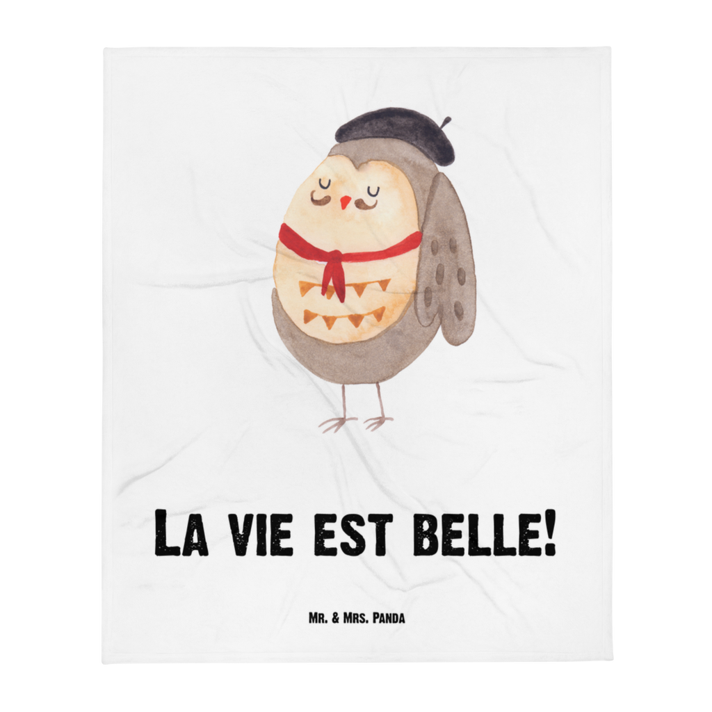 Kuscheldecke Eule Französisch Decke, Wohndecke, Tagesdecke, Wolldecke, Sofadecke, Eule, Eulen, Eule Deko, Owl, hibou, La vie est belle, das Leben ist schön, Spruch schön, Spruch Französisch, Frankreich