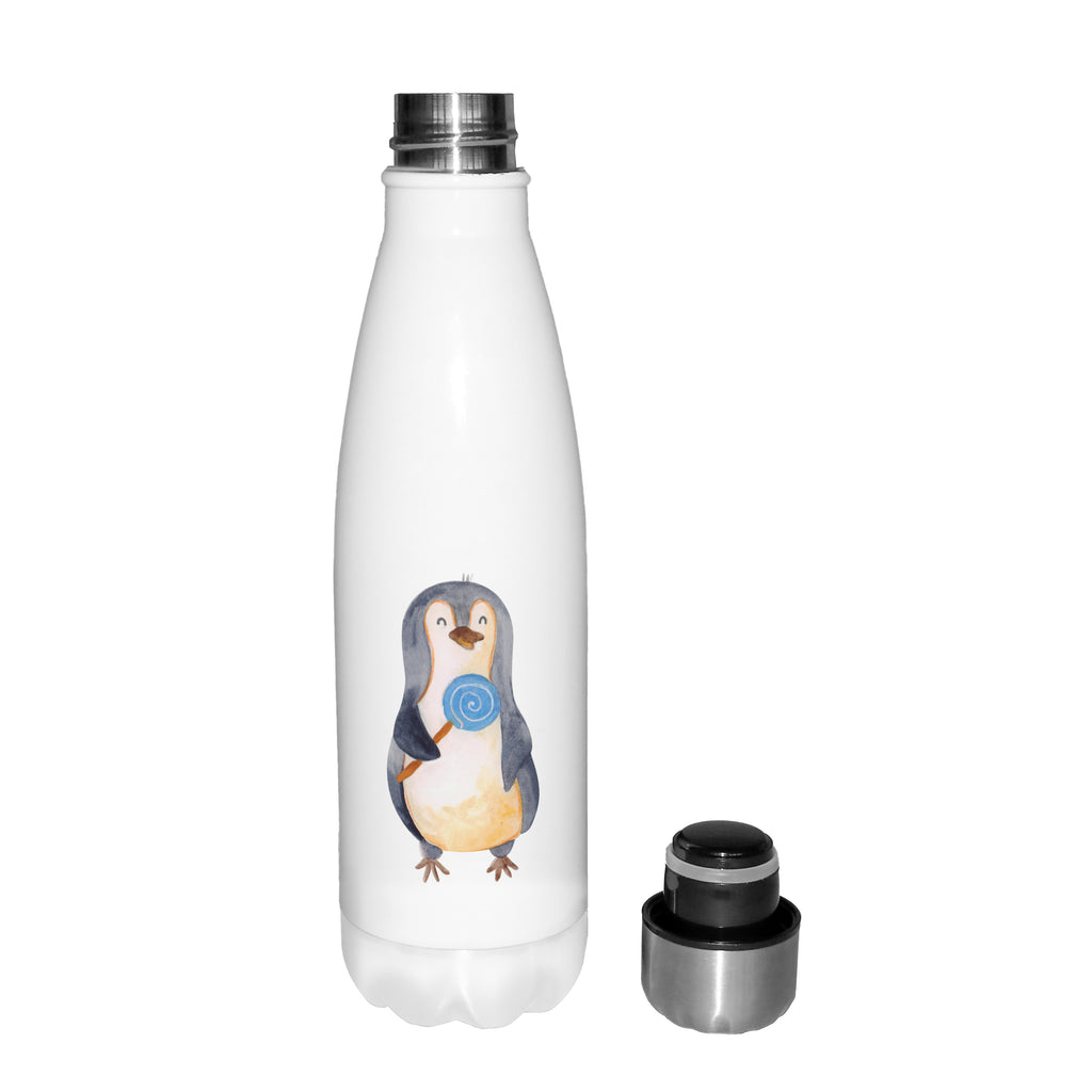 Thermosflasche Pinguin Lolli Isolierflasche, Thermoflasche, Trinkflasche, Thermos, Edelstahl, Pinguin, Pinguine, Lolli, Süßigkeiten, Blödsinn, Spruch, Rebell, Gauner, Ganove, Rabauke