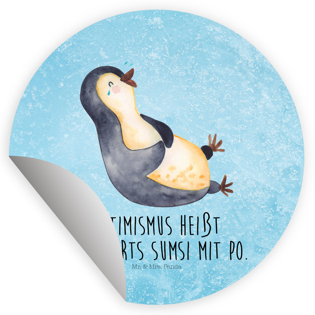 Rund Aufkleber Pinguin lachend Sticker, Aufkleber, Etikett, Pinguin, Pinguine, lustiger Spruch, Optimismus, Fröhlich, Lachen, Humor, Fröhlichkeit