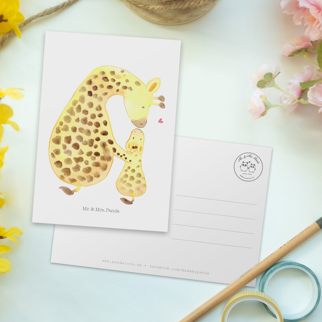 Postkarte Giraffe mit Kind Geschenkkarte, Grußkarte, Karte, Einladung, Ansichtskarte, Geburtstagskarte, Einladungskarte, Dankeskarte, Afrika, Wildtiere, Giraffe, Kind, Mutter, Mama, Tochter, Sohn, Lieblingsmensch
