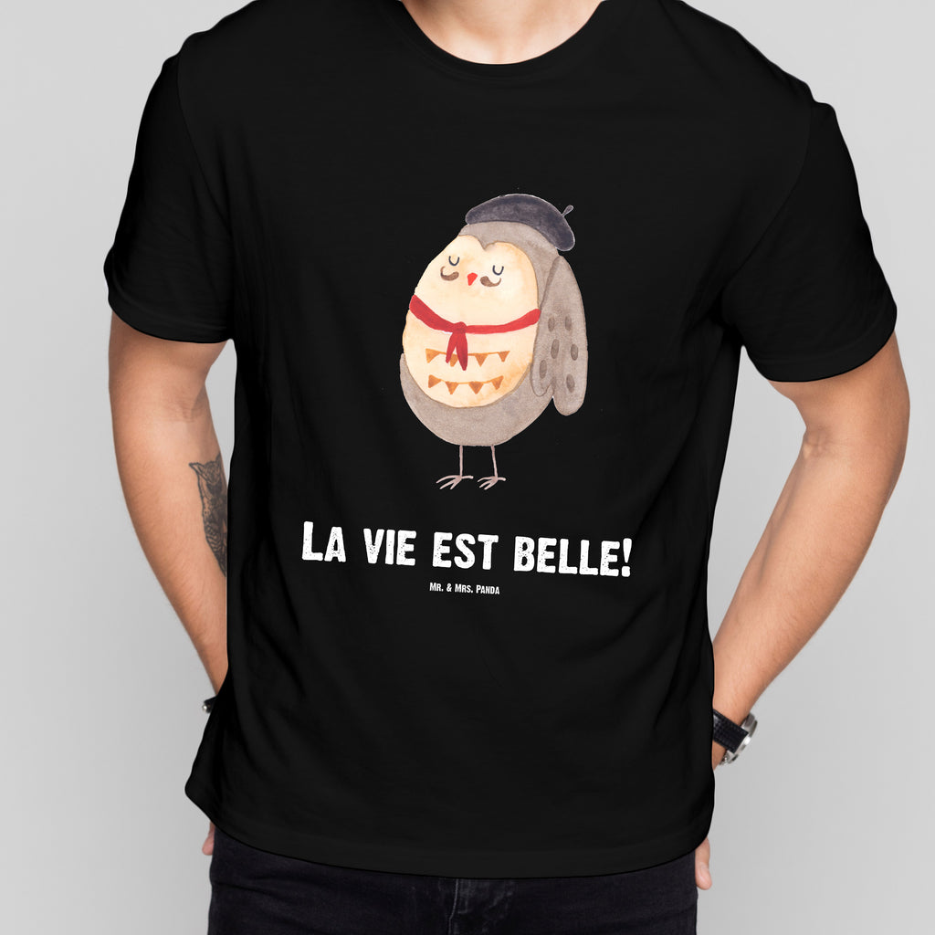 Personalisiertes T-Shirt Eule Französisch T-Shirt Personalisiert, T-Shirt mit Namen, T-Shirt mit Aufruck, Männer, Frauen, Eule, Eulen, Eule Deko, Owl, hibou, La vie est belle, das Leben ist schön, Spruch schön, Spruch Französisch, Frankreich