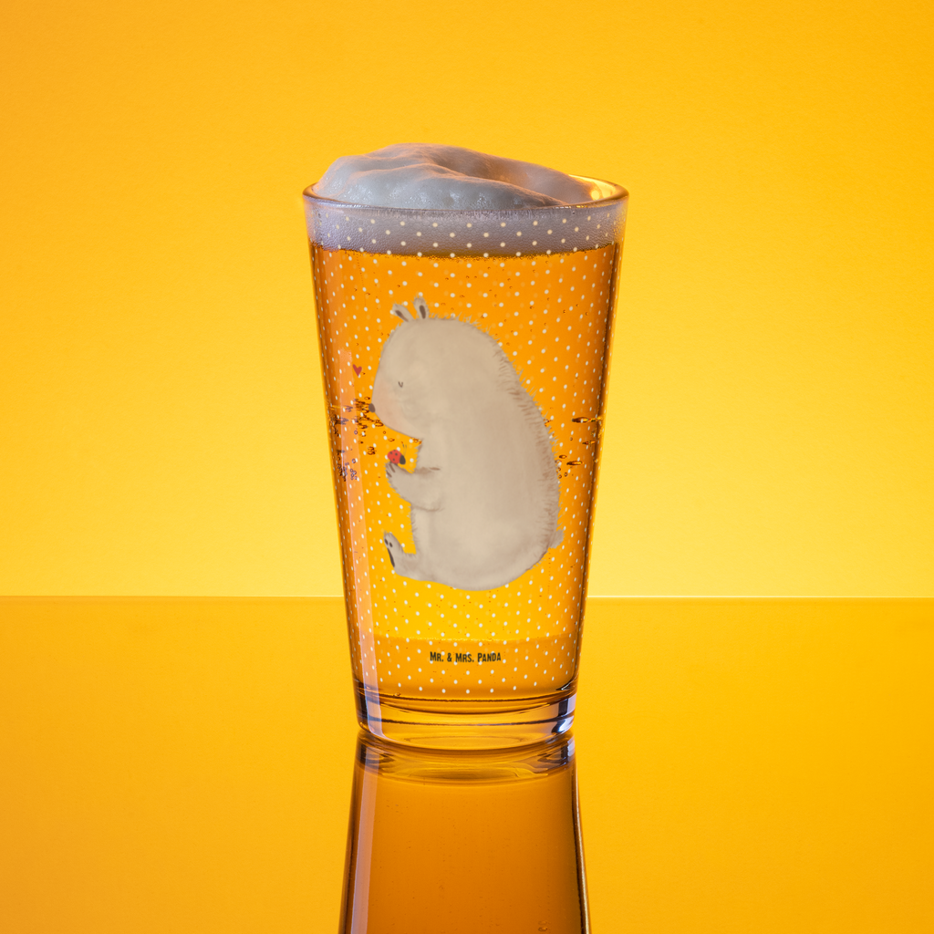 Premium Trinkglas Bär mit Marienkäfer Trinkglas, Glas, Pint Glas, Bierglas, Cocktail Glas, Wasserglas, Bär, Teddy, Teddybär, Marienkäfer, Liebe, Freiheit, Motivation, Das Leben ist schön