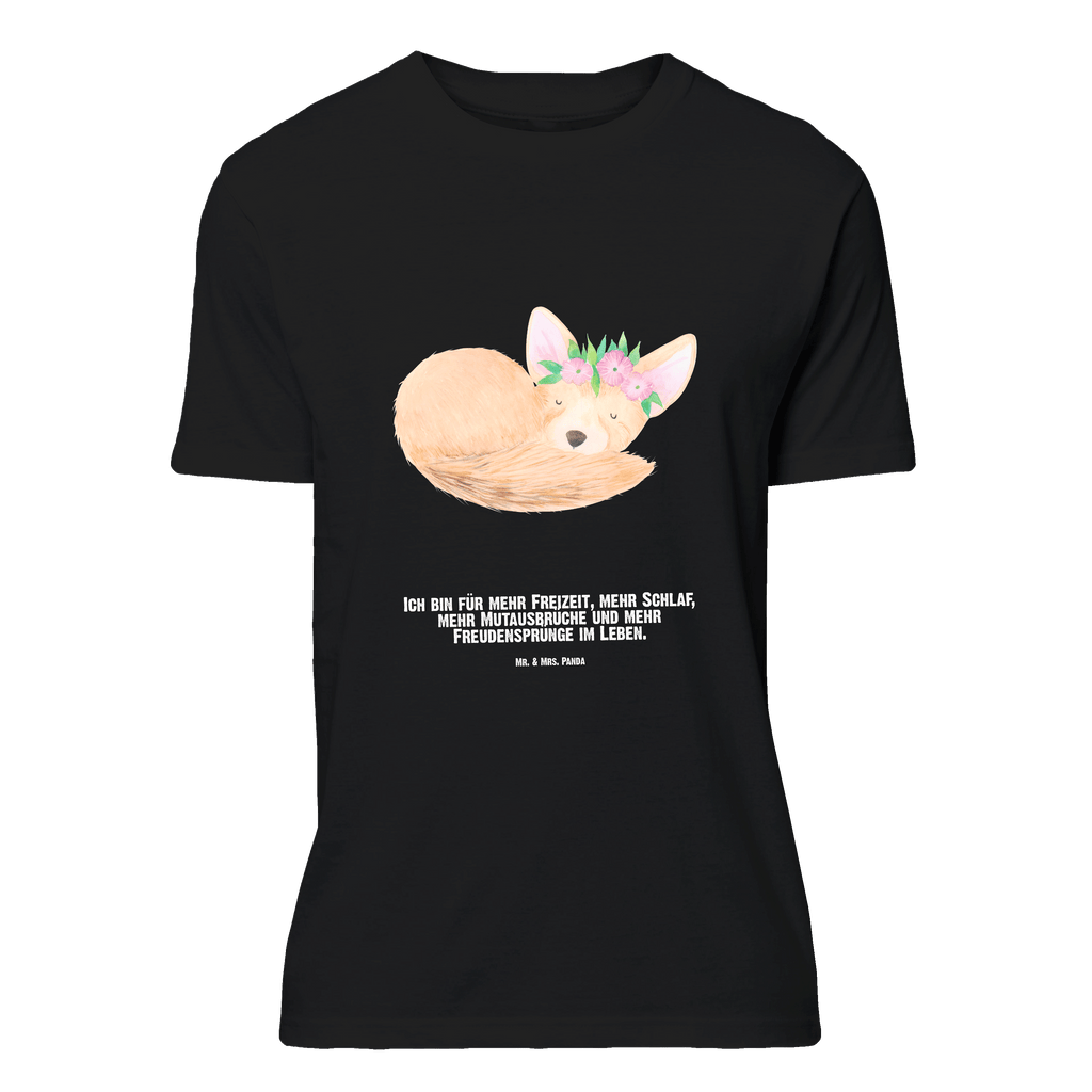 Personalisiertes T-Shirt Wüstenfuchs Blumenkranz T-Shirt Personalisiert, T-Shirt mit Namen, T-Shirt mit Aufruck, Männer, Frauen, Afrika, Wildtiere, Wüste, Wüstenfuchs, Blumen, Blumenkranz, Glücklich