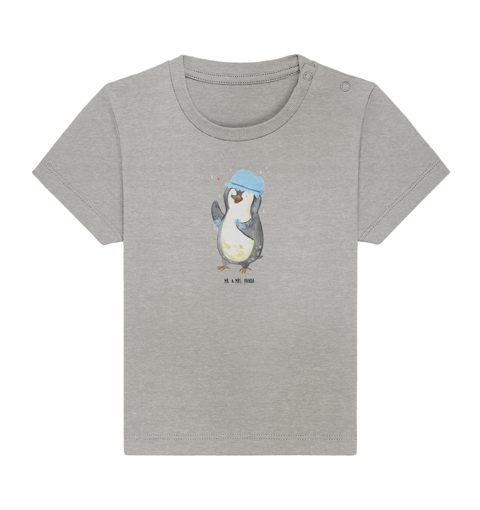 Organic Baby Shirt Pinguin Duschen Baby T-Shirt, Jungen Baby T-Shirt, Mädchen Baby T-Shirt, Shirt, Pinguin, Pinguine, Dusche, duschen, Lebensmotto, Motivation, Neustart, Neuanfang, glücklich sein
