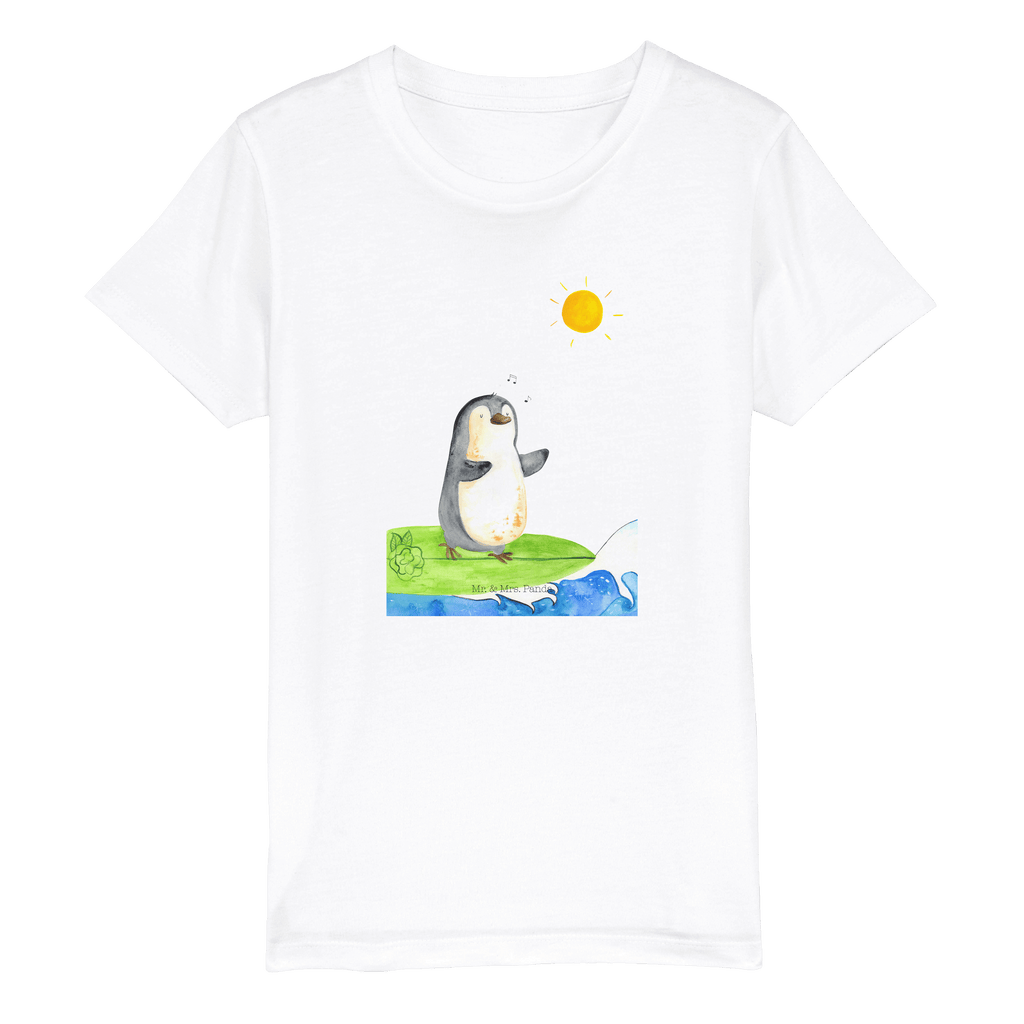Organic Kinder T-Shirt Pinguin Surfer Kinder T-Shirt, Kinder T-Shirt Mädchen, Kinder T-Shirt Jungen, Pinguin, Pinguine, surfen, Surfer, Hawaii, Urlaub, Wellen, Wellen reiten, Portugal