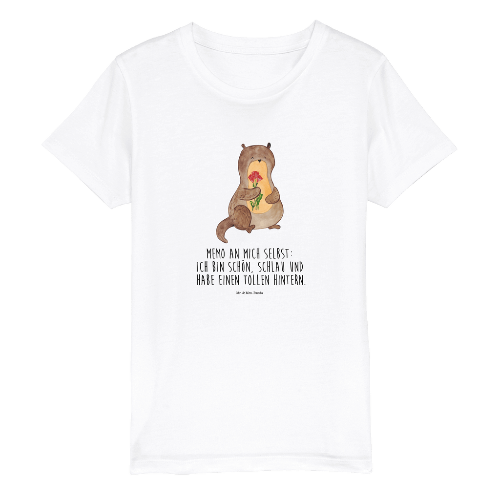 Organic Kinder T-Shirt Otter Blumenstrauß Kinder T-Shirt, Kinder T-Shirt Mädchen, Kinder T-Shirt Jungen, Otter, Fischotter, Seeotter, Otter Seeotter See Otter