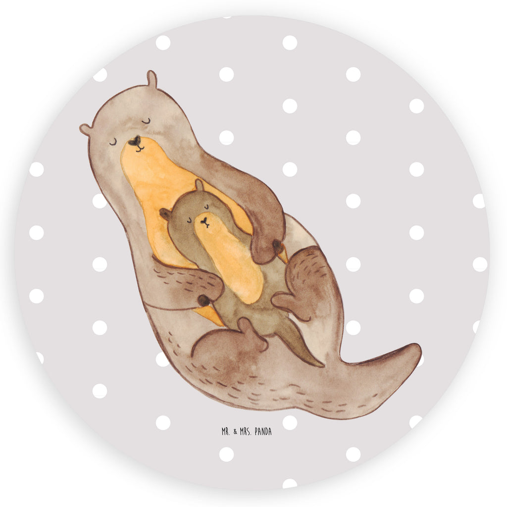Rund Aufkleber Otter mit Kind Sticker, Aufkleber, Etikett, Otter, Fischotter, Seeotter, Otter Seeotter See Otter