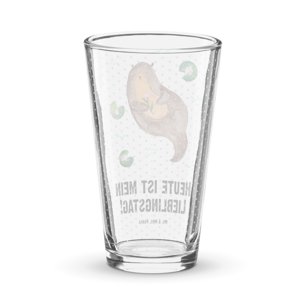 Premium Trinkglas Otter mit Seerose Trinkglas, Glas, Pint Glas, Bierglas, Cocktail Glas, Wasserglas, Otter, Fischotter, Seeotter, Otter Seeotter See Otter