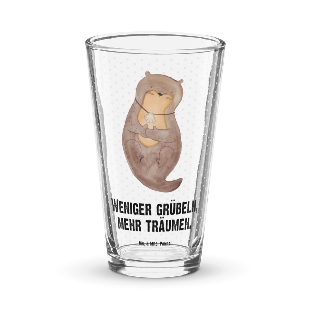 Premium Trinkglas Otter mit Muschelmedaillon Trinkglas, Glas, Pint Glas, Bierglas, Cocktail Glas, Wasserglas, Otter, Fischotter, Seeotter, Otterliebe, grübeln, träumen, Motivation, Tagträumen, Büro