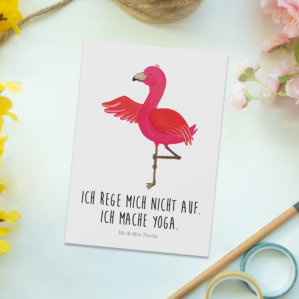 Postkarte Flamingo Yoga Geschenkkarte, Grußkarte, Karte, Einladung, Ansichtskarte, Geburtstagskarte, Einladungskarte, Dankeskarte, Flamingo, Vogel, Yoga, Namaste, Achtsamkeit, Yoga-Übung, Entspannung, Ärger, Aufregen, Tiefenentspannung
