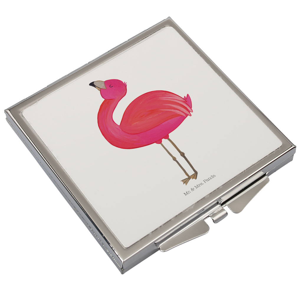 Handtaschenspiegel quadratisch Flamingo stolz Spiegel, Handtasche, Quadrat, silber, schminken, Schminkspiegel, Flamingo, stolz, Freude, Selbstliebe, Selbstakzeptanz, Freundin, beste Freundin, Tochter, Mama, Schwester