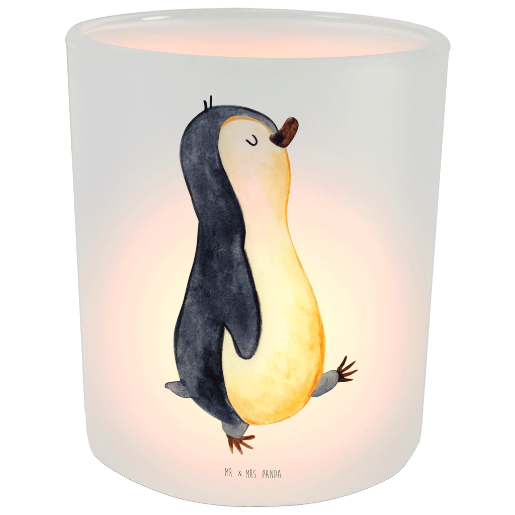 Windlicht Pinguin marschierend Windlicht Glas, Teelichtglas, Teelichthalter, Teelichter, Kerzenglas, Windlicht Kerze, Kerzenlicht, Pinguin, Pinguine, Frühaufsteher, Langschläfer, Bruder, Schwester, Familie