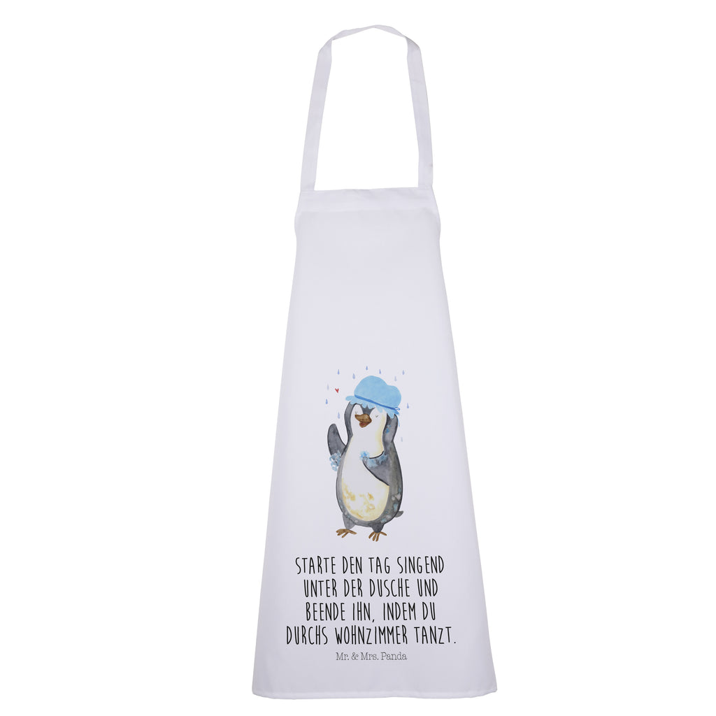 Kochschürze Pinguin duscht Kochschürze, Schürze, Backschürze, Küchenschürze, Grillschürze, Latzschürze, Pinguin, Pinguine, Dusche, duschen, Lebensmotto, Motivation, Neustart, Neuanfang, glücklich sein