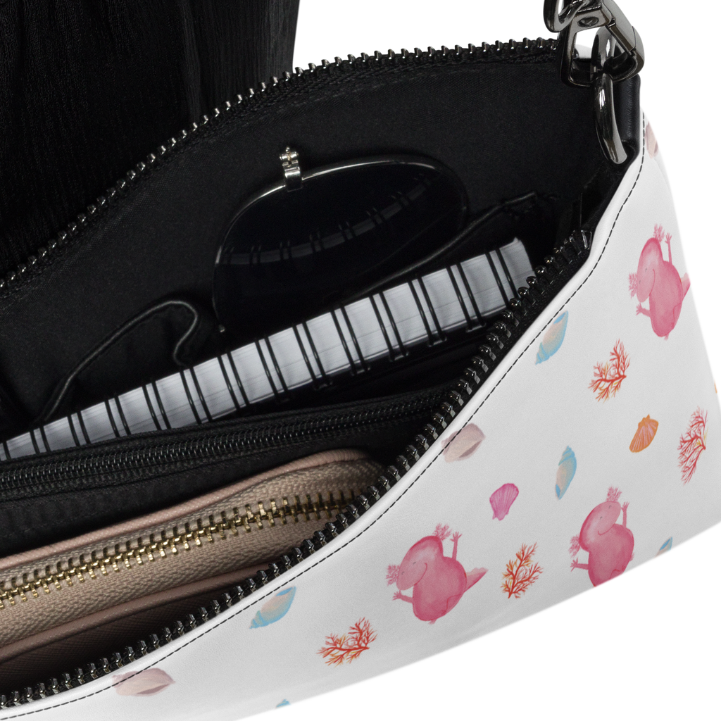 Handtasche Axolotl Hurra Handtasche, Umhängetasche, Henkeltasche, Axolotl, Molch, Axolot, Schwanzlurch, Lurch, Lurche, fröhlich, Spaß, Freude, Motivation, Zufriedenheit