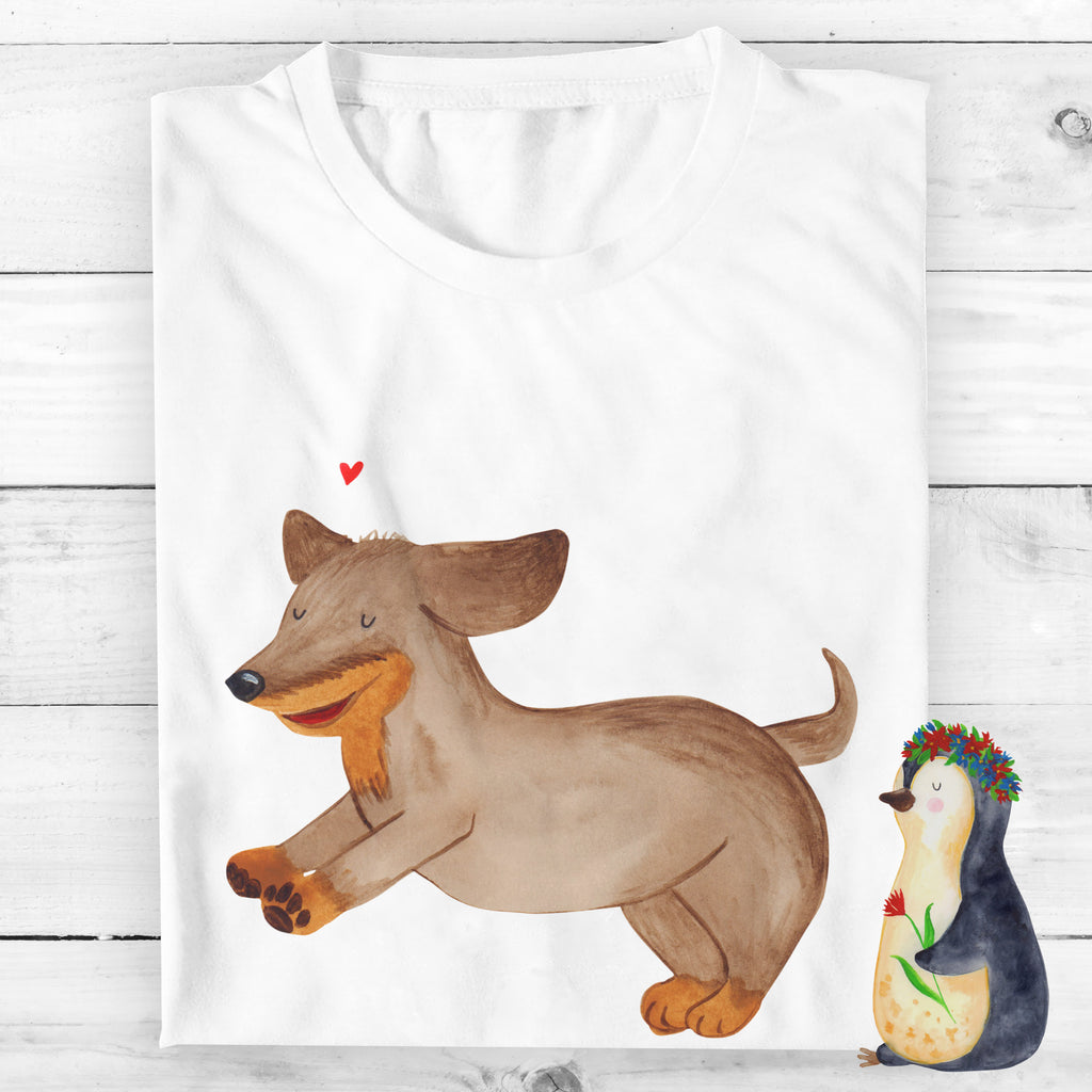 Personalisiertes T-Shirt Hund Dackel fröhlich T-Shirt Personalisiert, T-Shirt mit Namen, T-Shirt mit Aufruck, Männer, Frauen, Hund, Hundemotiv, Haustier, Hunderasse, Tierliebhaber, Hundebesitzer, Sprüche, Hunde, Dackel, Dachshund, happy dog