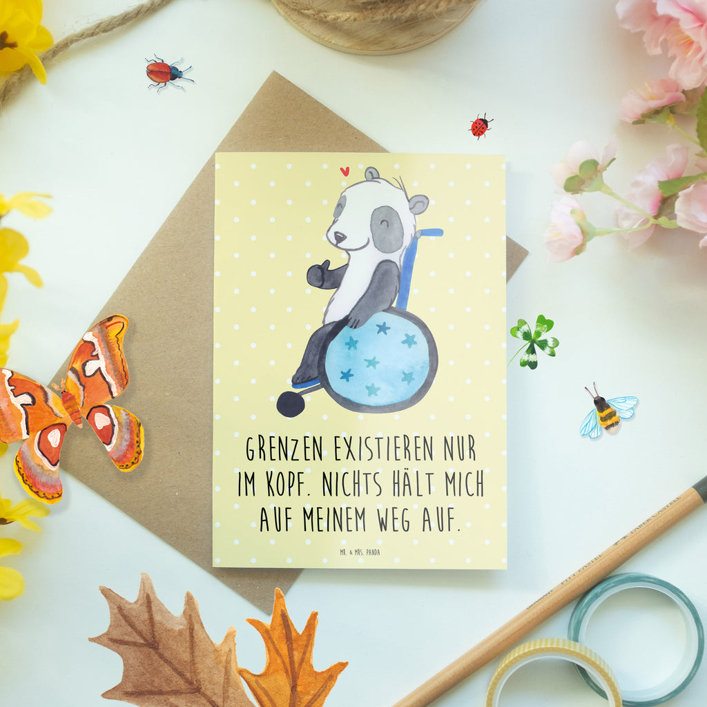 Grußkarte Panda Rollstuhl Grußkarte, Klappkarte, Einladungskarte, Glückwunschkarte, Hochzeitskarte, Geburtstagskarte, Karte, Panda, Rollstuhl