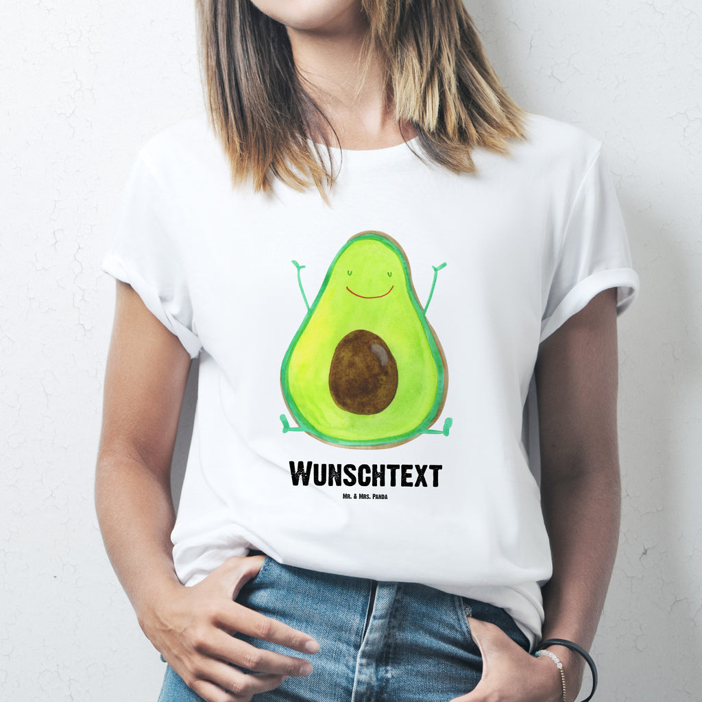 Personalisiertes T-Shirt Avocado Happy T-Shirt Personalisiert, T-Shirt mit Namen, T-Shirt mit Aufruck, Männer, Frauen, Wunschtext, Bedrucken, Avocado, Veggie, Vegan, Gesund, Chaos