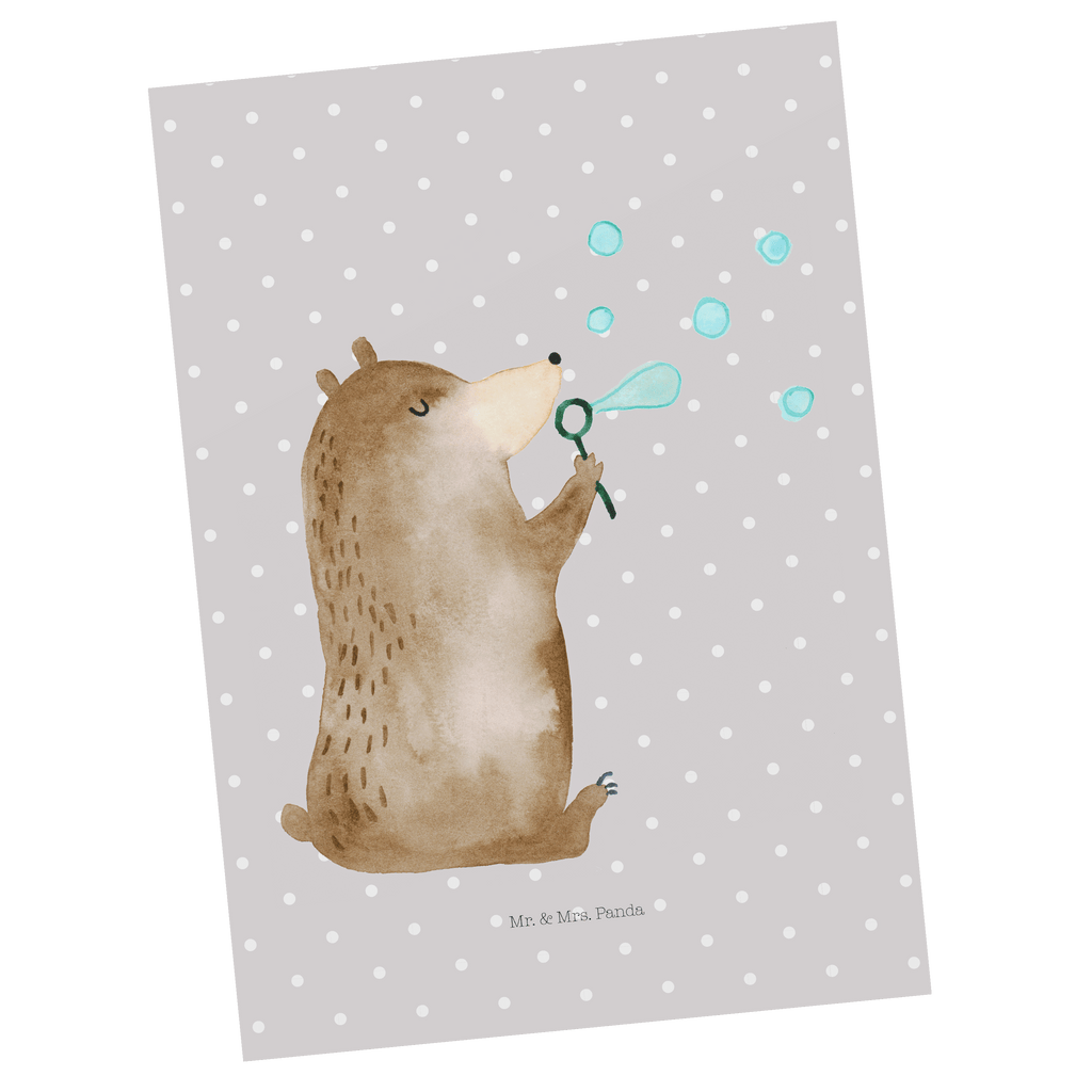 Postkarte Bär Seifenblasen Postkarte, Karte, Geschenkkarte, Grußkarte, Einladung, Ansichtskarte, Geburtstagskarte, Einladungskarte, Dankeskarte, Bär, Teddy, Teddybär, Seifenblasen Bär Lustig Sein Glücklich Traurig Happy