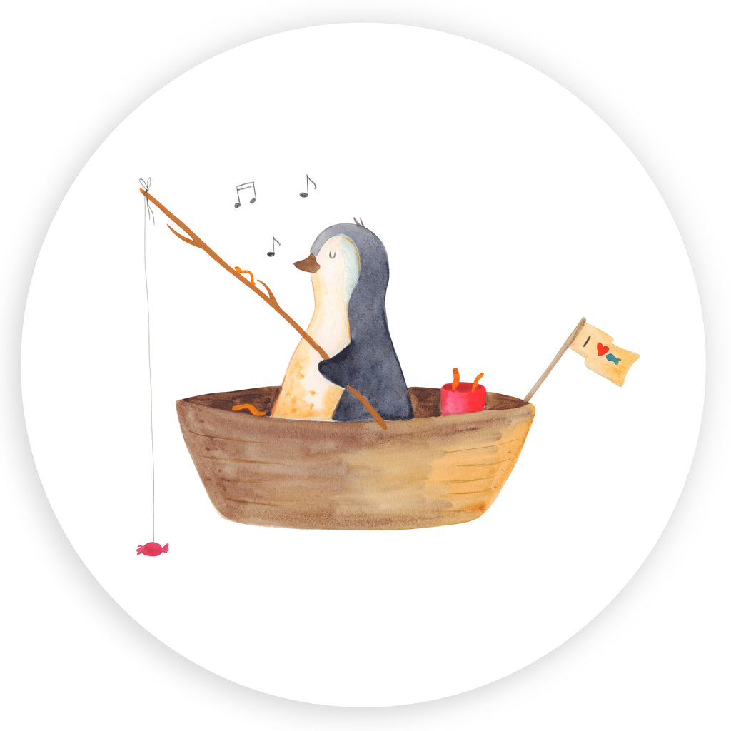 Rund Aufkleber Pinguin Angelboot Sticker, Aufkleber, Etikett, Pinguin, Pinguine, Angeln, Boot, Angelboot, Lebenslust, Leben, genießen, Motivation, Neustart, Neuanfang, Trennung, Scheidung, Geschenkidee Liebeskummer