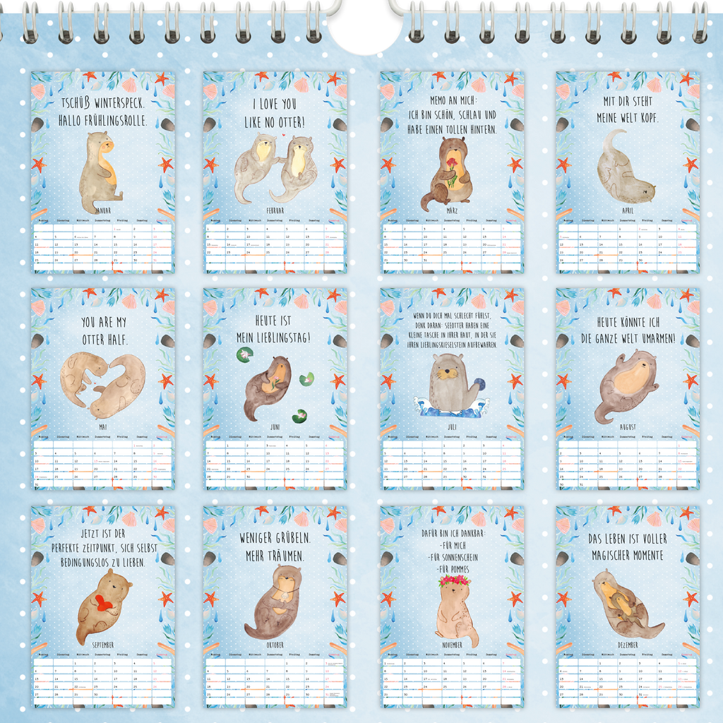 A4 Wandkalender 2024 Otter Collection Kalender, Jahreskalender, Terminplaner, Kalender mit Feiertagen, Küchenkalender, Otter, Fischotter, Seeotter