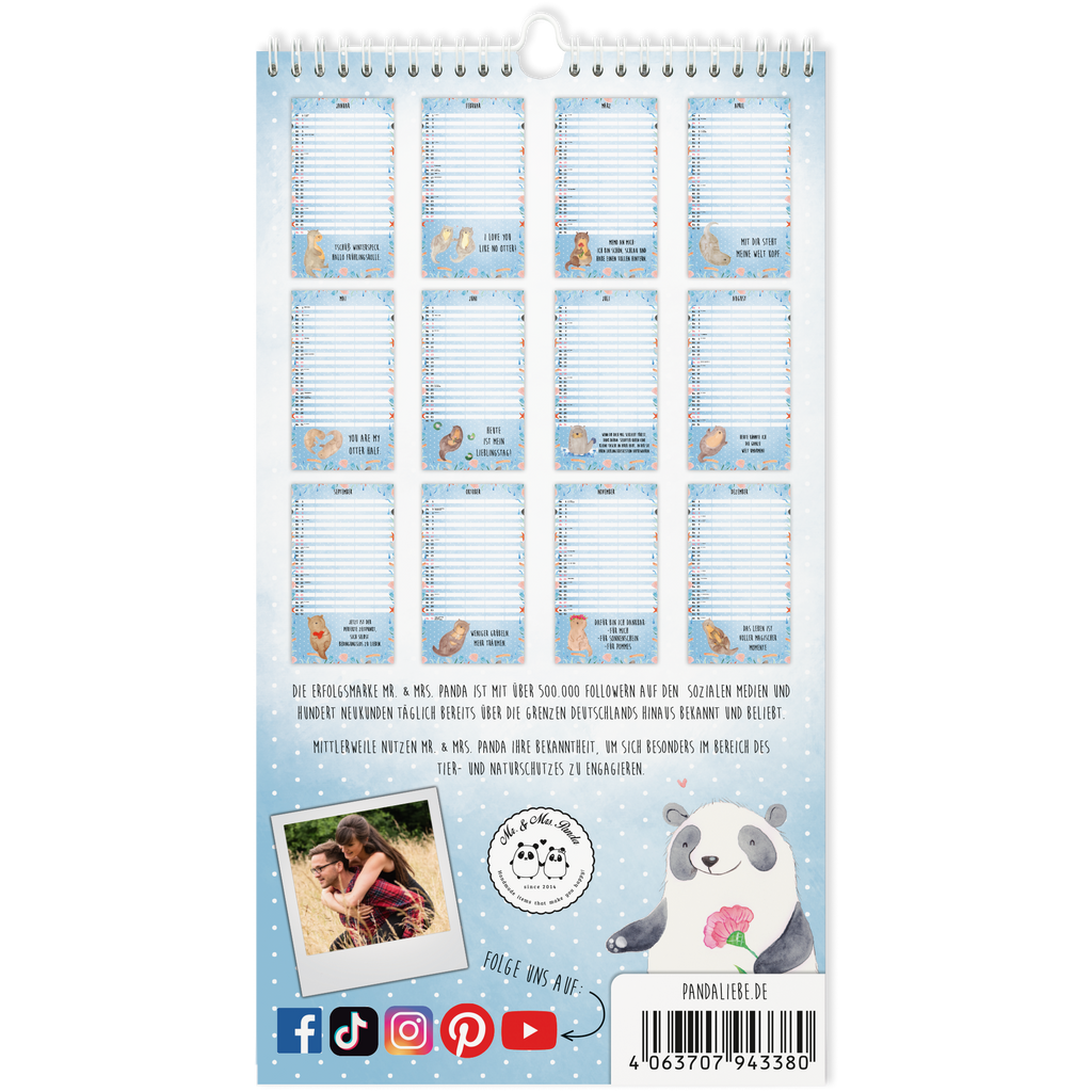 Familienkalender 2024 Otter Collection Familienplaner, Kalender, Jahreskalender, Terminplaner, Kalender mit Feiertagen, Otter, Fischotter, Seeotter