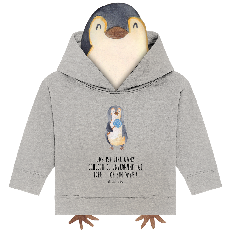 Organic Baby Hoodie Pinguin Lolli Baby Kapuzenshirt, Baby Kapuzensweatshirt, Baby Hoodie, Baby Pullover, Pinguin, Pinguine, Lolli, Süßigkeiten, Blödsinn, Spruch, Rebell, Gauner, Ganove, Rabauke