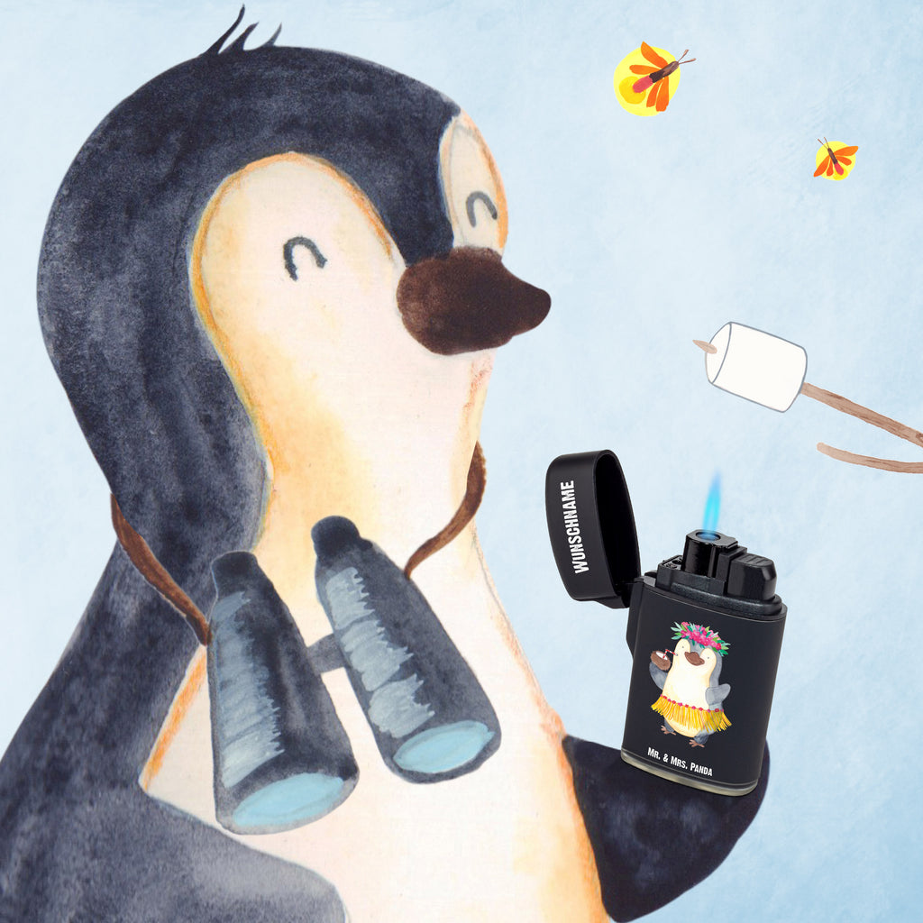 Personalisiertes Feuerzeug Pinguin Kokosnuss Personalisiertes Feuerzeug, Personalisiertes Gas-Feuerzeug, Personalisiertes Sturmfeuerzeug, Pinguin, Aloha, Hawaii, Urlaub, Kokosnuss, Pinguine