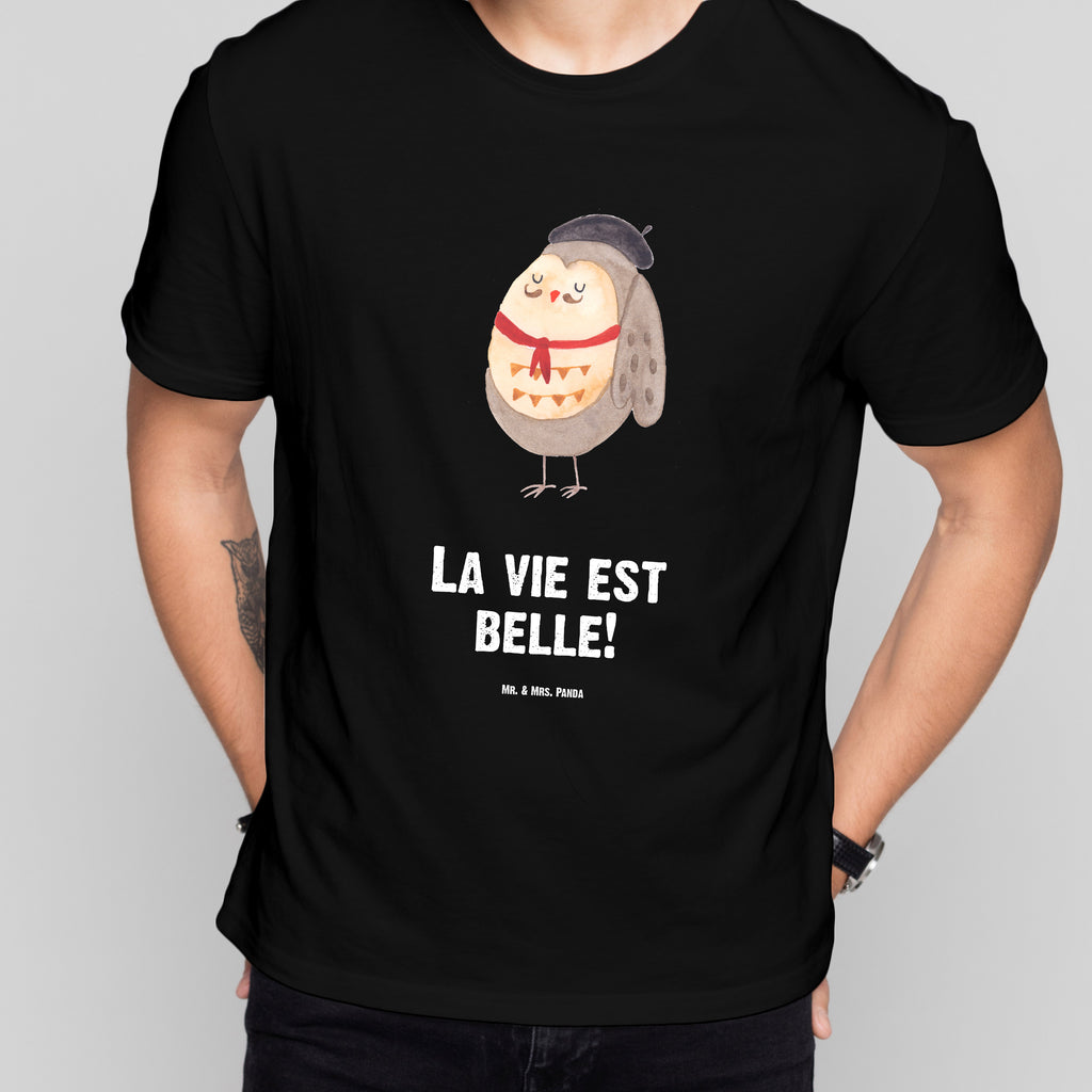 T-Shirt Standard Eule Französisch T-Shirt, Shirt, Tshirt, Lustiges T-Shirt, T-Shirt mit Spruch, Party, Junggesellenabschied, Jubiläum, Geburstag, Herrn, Damen, Männer, Frauen, Schlafshirt, Nachthemd, Sprüche, Eule, Eulen, Eule Deko, Owl, hibou, La vie est belle, das Leben ist schön, Spruch schön, Spruch Französisch, Frankreich