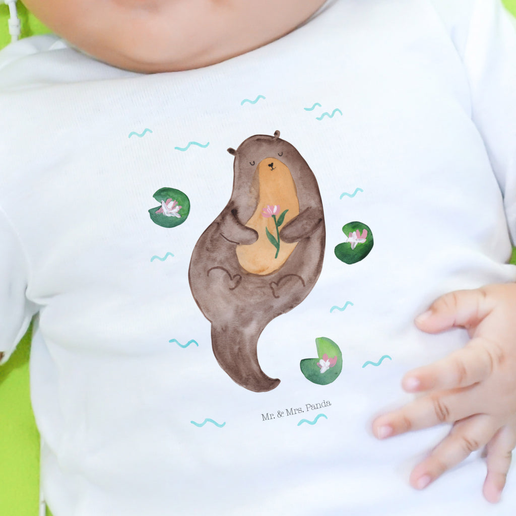 Baby Longsleeve Otter mit Seerose Mädchen, Jungen, Baby, Langarm, Bio, Kleidung, Otter, Fischotter, Seeotter, Otter Seeotter See Otter