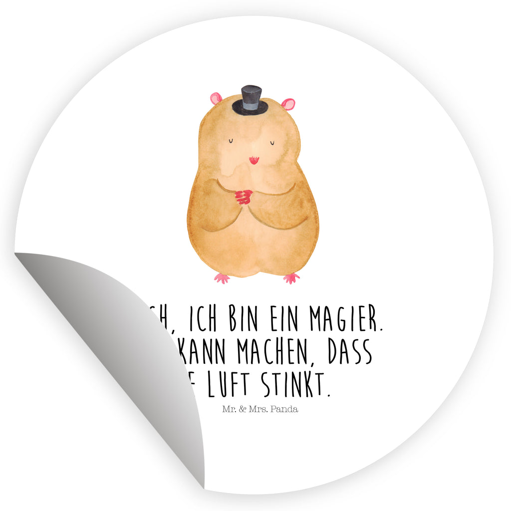Rund Aufkleber Hamster mit Hut Sticker, Aufkleber, Etikett, Kinder, rund, Tiermotive, Gute Laune, lustige Sprüche, Tiere, Hamster, Hut, Magier, Zylinder, Zwerghamster, Zauberer