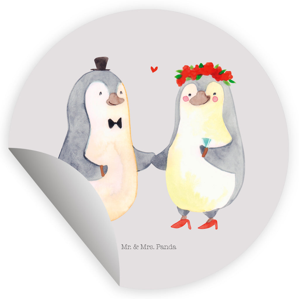 Rund Aufkleber Pinguin Heirat Sticker, Aufkleber, Etikett, Kinder, rund, Liebe, Partner, Freund, Freundin, Ehemann, Ehefrau, Heiraten, Verlobung, Heiratsantrag, Liebesgeschenk, Jahrestag, Hocheitstag