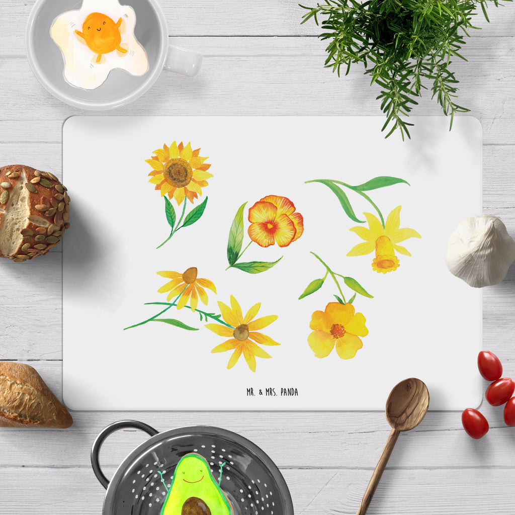 Tischset Sonnengruß Design Tischset, Tischuntersetzer, Platzset, Muster, Blumen, gelbe Blumen, Sonnenblume, Osterglocke