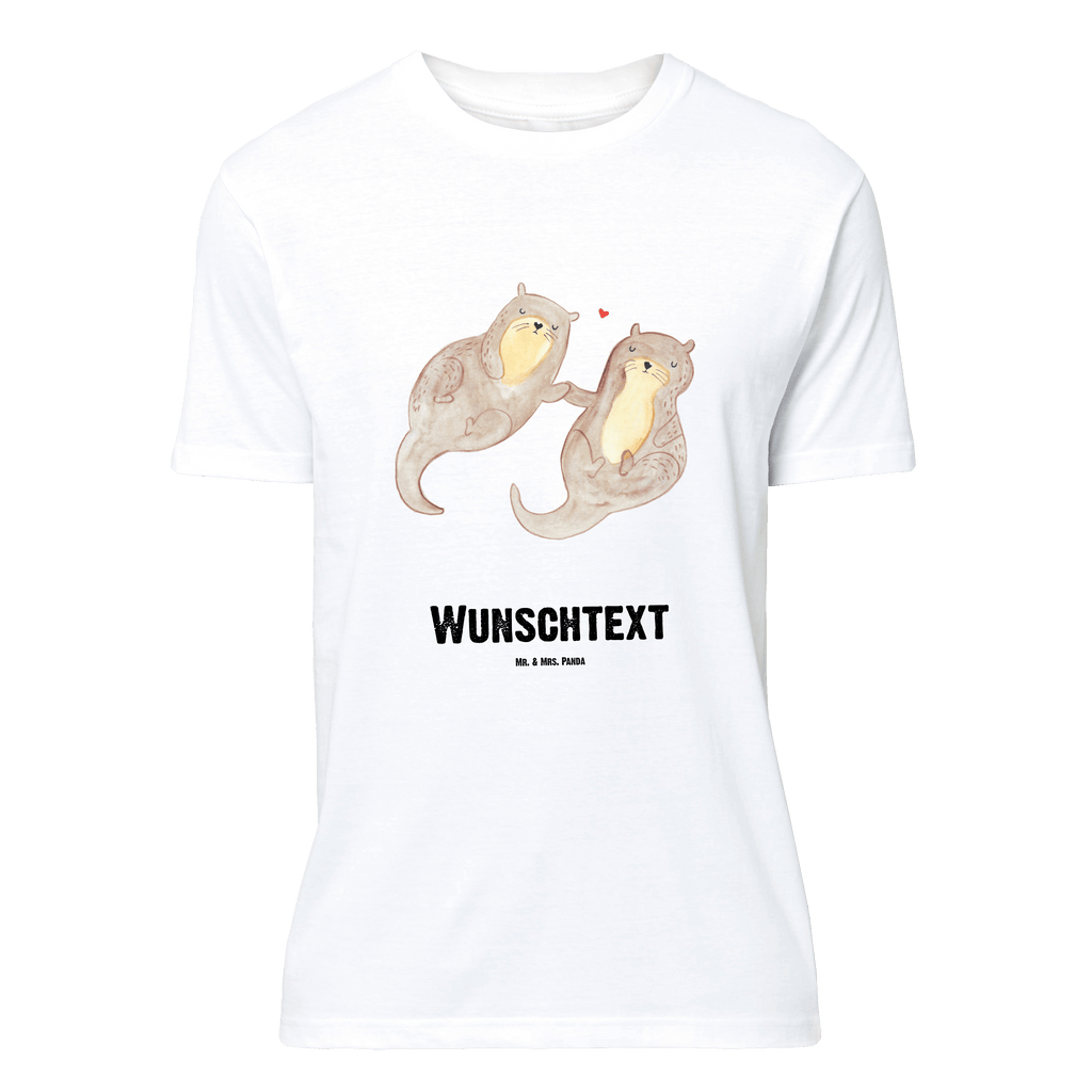 Personalisiertes T-Shirt Otter händchenhaltend T-Shirt Personalisiert, T-Shirt mit Namen, T-Shirt mit Aufruck, Männer, Frauen, Wunschtext, Bedrucken, Otter, Fischotter, Seeotter, Otter Seeotter See Otter