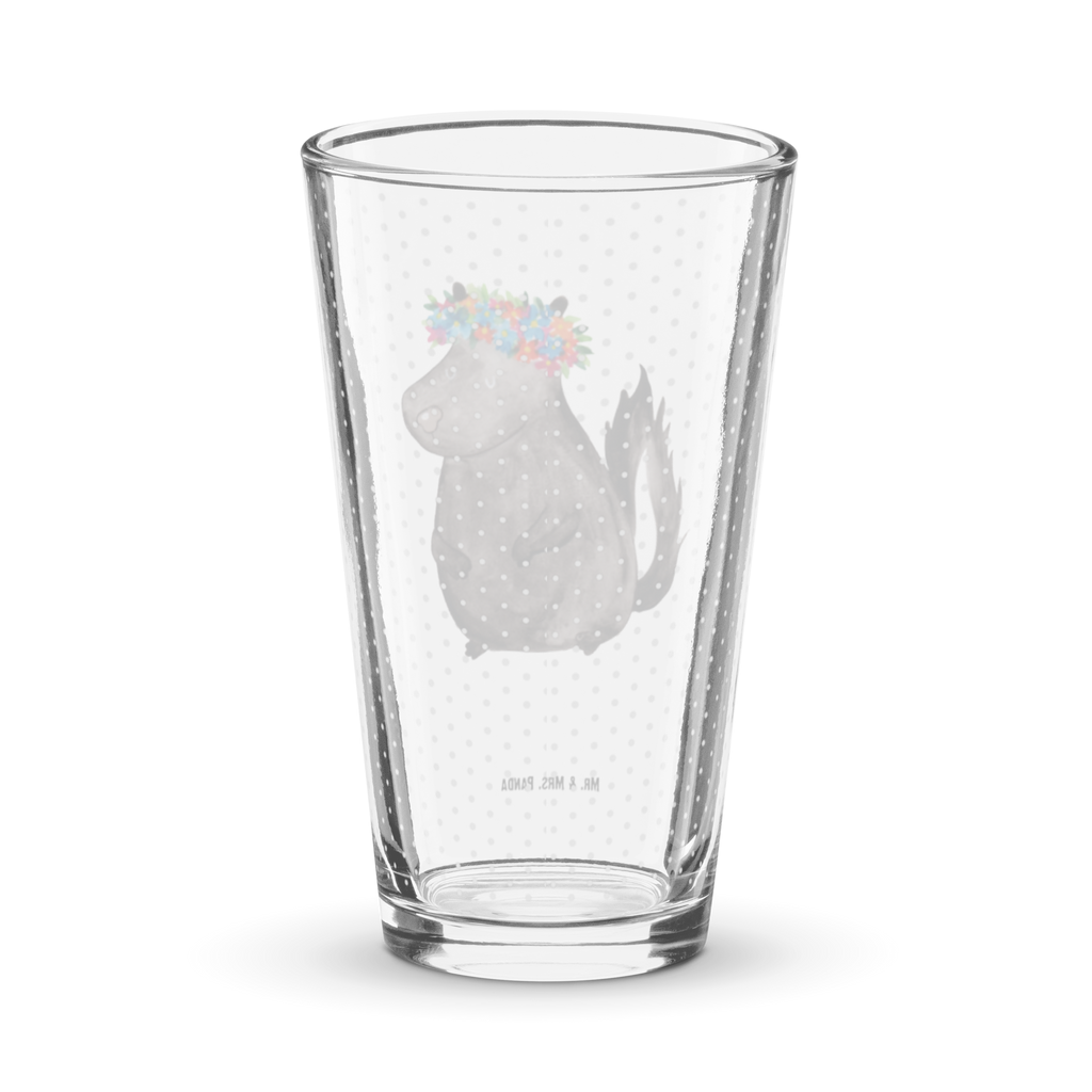 Premium Trinkglas Stinktier Blumenmaedchen Trinkglas, Glas, Pint Glas, Bierglas, Cocktail Glas, Wasserglas, Stinktier, Skunk, Wildtier, Raubtier, Stinker, Stinki, Yoga, Namaste, Lebe, Liebe, Lache