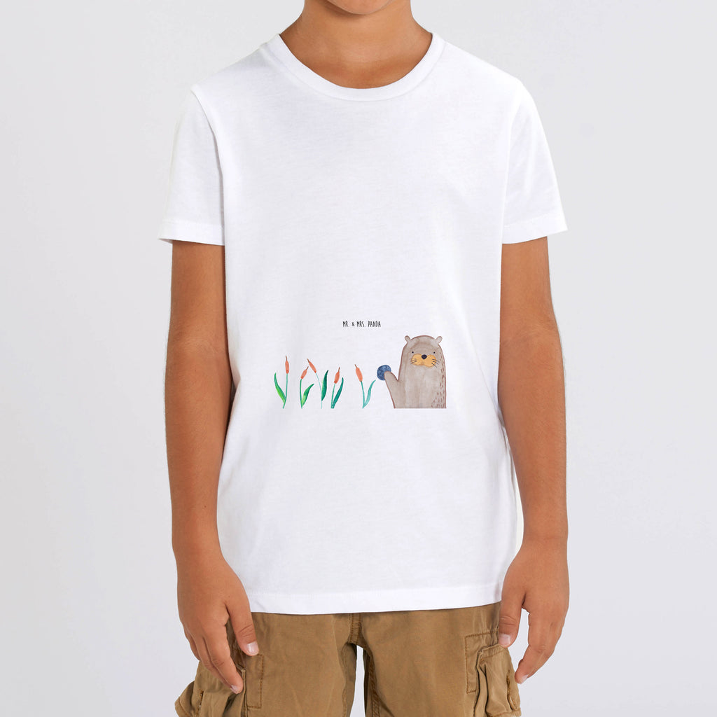 Organic Kinder T-Shirt Otter Stein Kinder T-Shirt, Kinder T-Shirt Mädchen, Kinder T-Shirt Jungen, Otter, Fischotter, Seeotter, Otter Seeotter See Otter