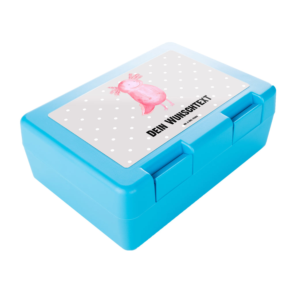 Personalisierte Brotdose Axolotl glücklich Brotdose personalisiert, Brotbox, Snackbox, Lunch box, Butterbrotdose, Brotzeitbox, Axolotl, Molch, Axolot, Schwanzlurch, Lurch, Lurche, Motivation, gute Laune