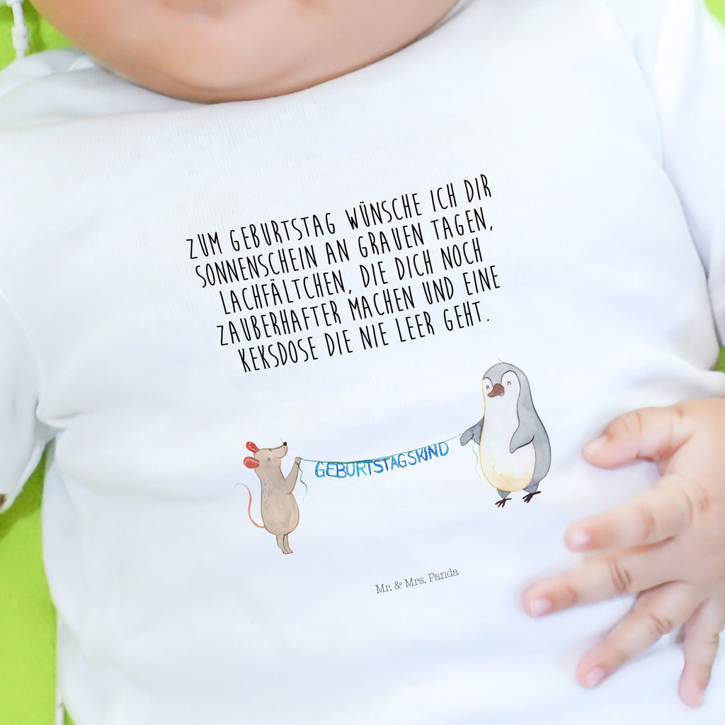 Organic Baby Shirt Maus Pinguin Geburtstag Baby T-Shirt, Jungen Baby T-Shirt, Mädchen Baby T-Shirt, Shirt, Geburtstag, Geburtstagsgeschenk, Geschenk, Maus, Pinguin, Geburtstage, Happy Birthday, Geburtstagsfeier
