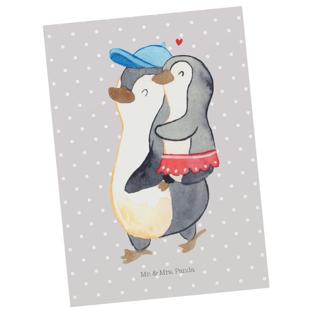 Postkarte Pinguin Kleine Schwester Geschenkkarte, Grußkarte, Karte, Einladung, Ansichtskarte, Geburtstagskarte, Einladungskarte, Dankeskarte, Familie, Vatertag, Muttertag, Bruder, Schwester, Mama, Papa, Oma, Opa