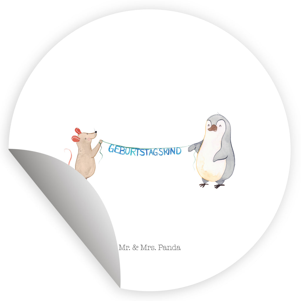 Rund Aufkleber Maus Pinguin Geburtstag Sticker, Aufkleber, Etikett, Geburtstag, Geburtstagsgeschenk, Geschenk, Maus, Pinguin, Geburtstage, Happy Birthday, Geburtstagsfeier