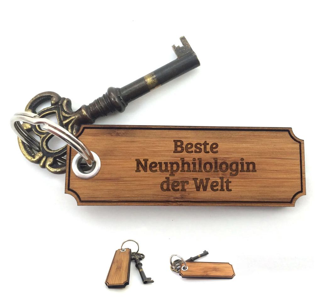 Brelok Neuphilologin Schlüsselanhänger, Anhänger, Taschenanhänger, Glücksbringer, Schlüsselbund, Schlüsselanhänger Holz, Schlüsselanhänger aus Holz, Holz Schlüsselanhänger, Holzschlüsselanhänger, Geschenke, Schenken, Gravur