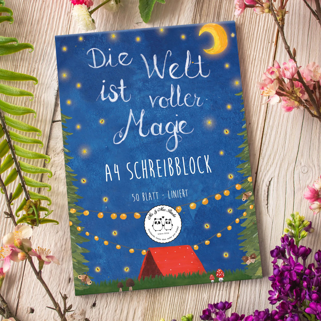 Schreibblock Die Welt ist voller Magie Schulblock, Motivblock, Briefblock, Papierblock, Motivpapier, Collegeblock, Notizblock, Blumen Deko, Frühlings Deko, Sommer Deko, Dekoration, positive Botschaft, Naturliebhaber, Outdoor, Natur, Abenteuer