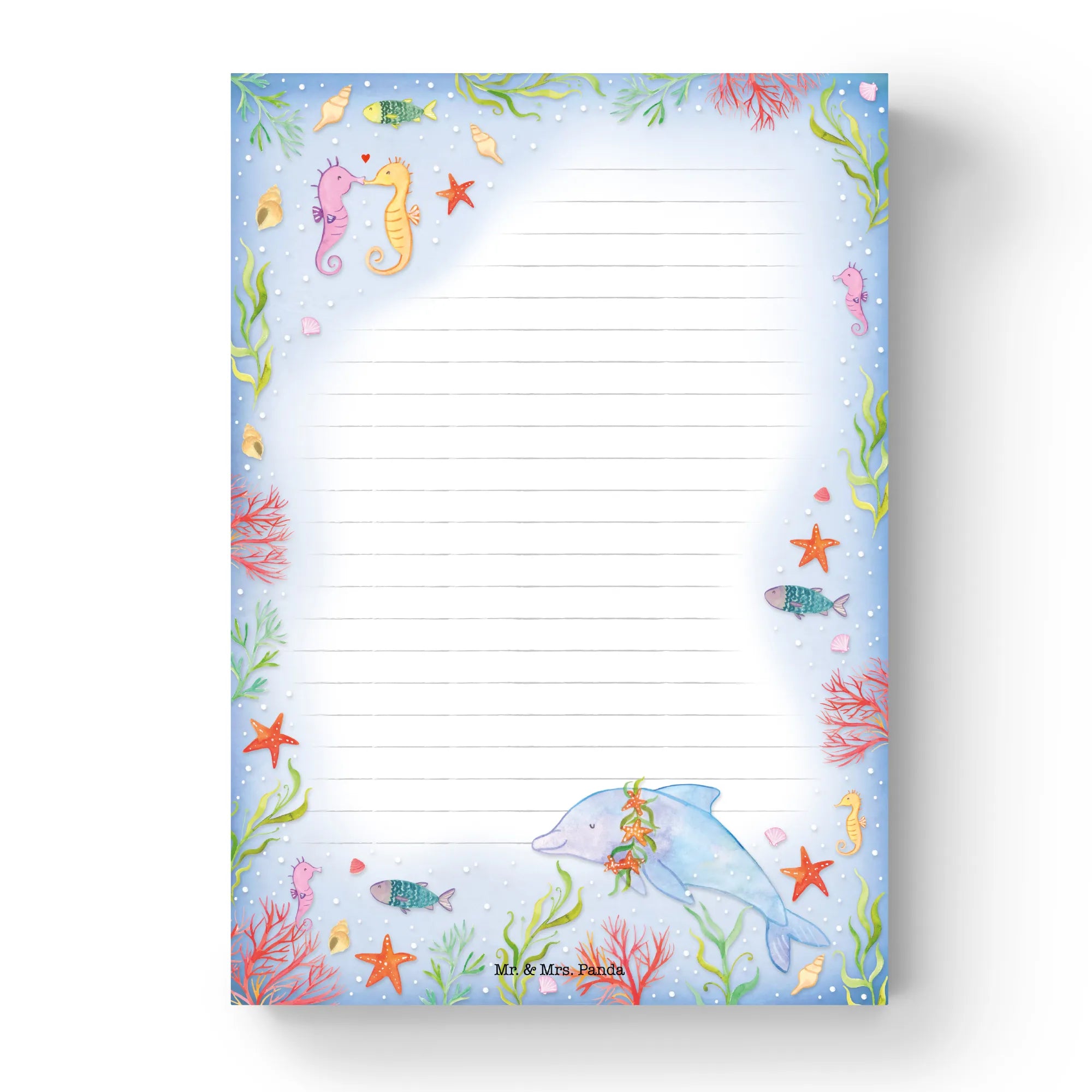 Mr. & Mrs. Panda A5 Notizblock 'Unter Dem Meer' | 50 Blatt, Liniert, 80 G/m², Handgemaltes Design