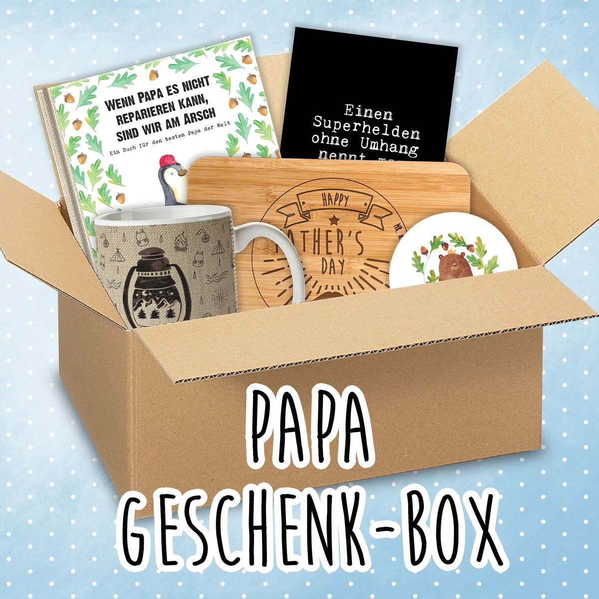 Geschenk Box Papa Überraschungen, Hochzeitsgeschenke, Geschenke, Personalisierte Geschenke, Geschenk Mama, Geburtstagsüberraschung, Geburtstagsgeschenke, Weihnachtsgeschenke, Geschenkset, Magic Boxen, Muttertag, Vatertag, Mama, Papa, Oma, Opa, Familie, Schwester, Bruder, Vatertag Spezial