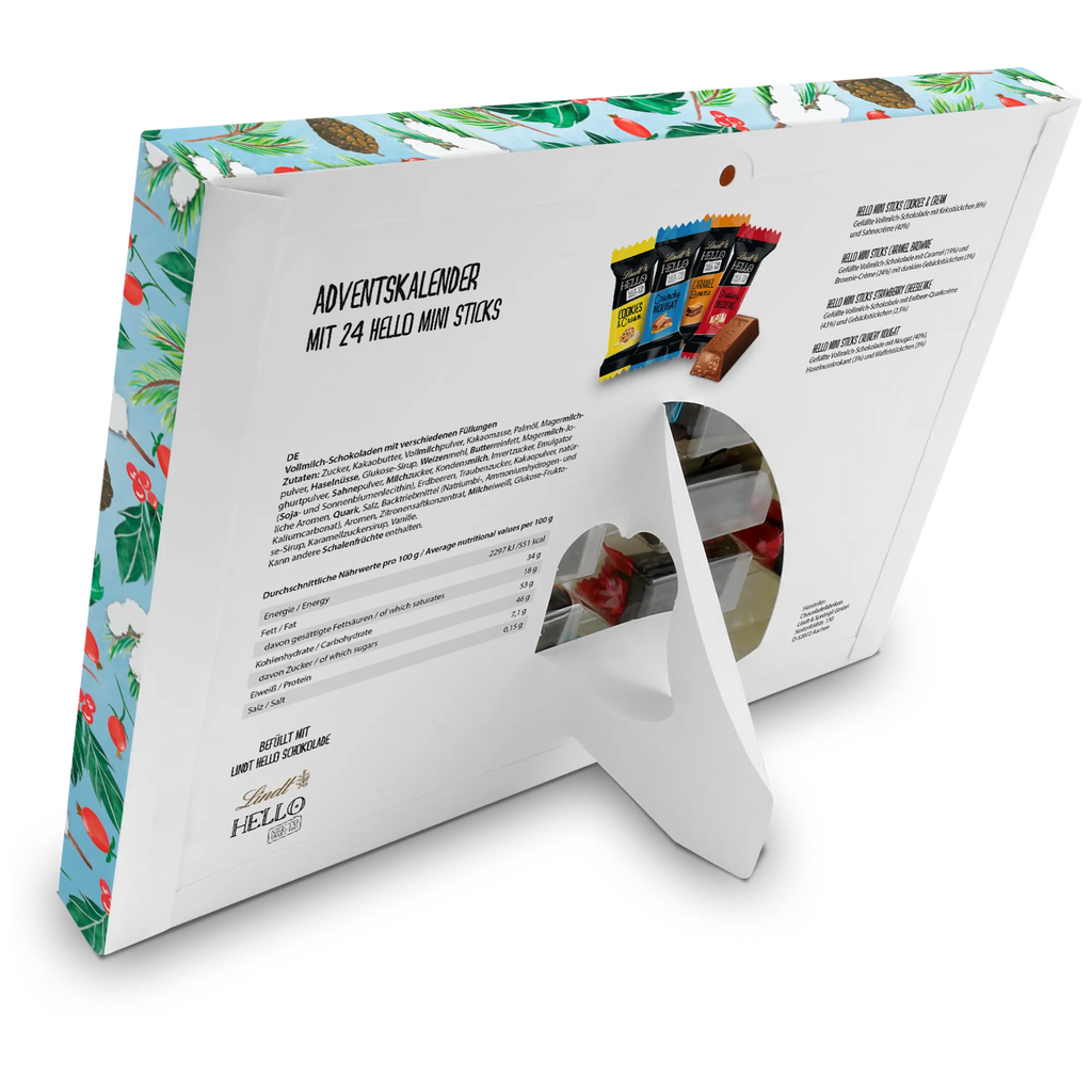 Chocolate advent calendar otter mulled wine stand Christmas time, snow