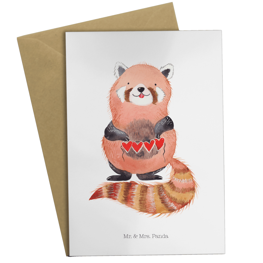 Grußkarte Roter Panda Grußkarte, Klappkarte, Einladungskarte, Glückwunschkarte, Hochzeitskarte, Geburtstagskarte, Karte, Tiermotive, Gute Laune, lustige Sprüche, Tiere, Panda, Liebe, Rot, Herz, Liebling, Lieblingsmensch