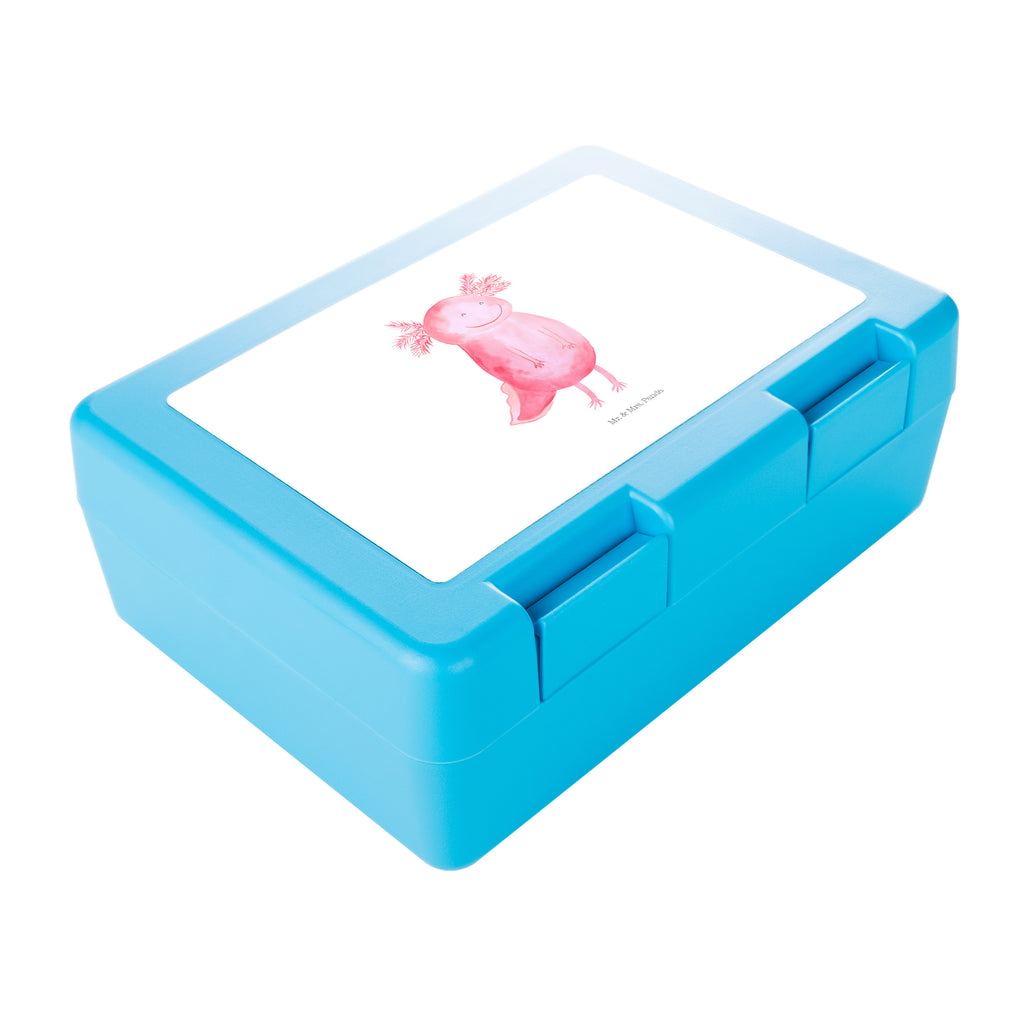 Brotdose Axolotl glücklich Brotbox, Snackbox, Lunch box, Butterbrotdose, Brotzeitbox, Axolotl, Molch, Axolot, Schwanzlurch, Lurch, Lurche, Motivation, gute Laune