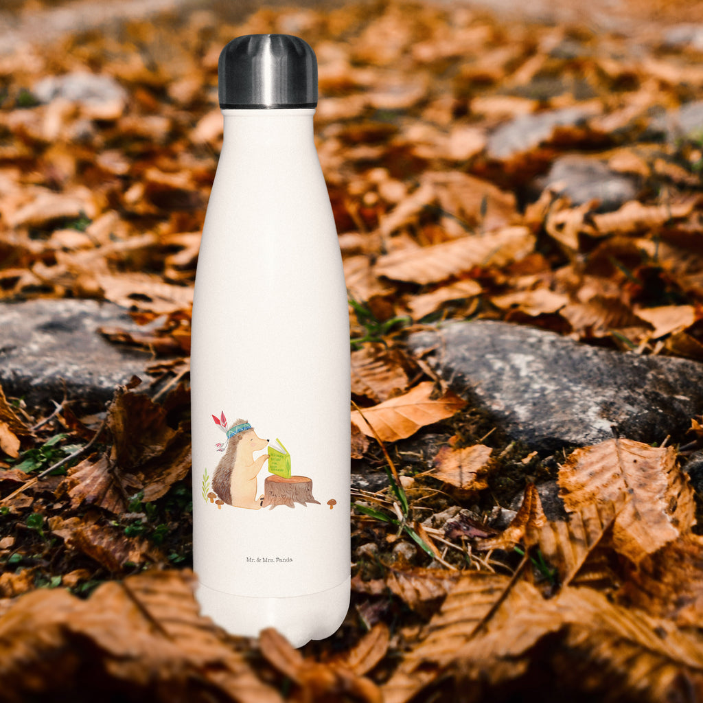 Thermosflasche Igel Indianer Isolierflasche, Thermoflasche, Trinkflasche, Thermos, Edelstahl, Waldtiere, Tiere, Igel, Indianer, Abenteuer, Lagerfeuer, Camping
