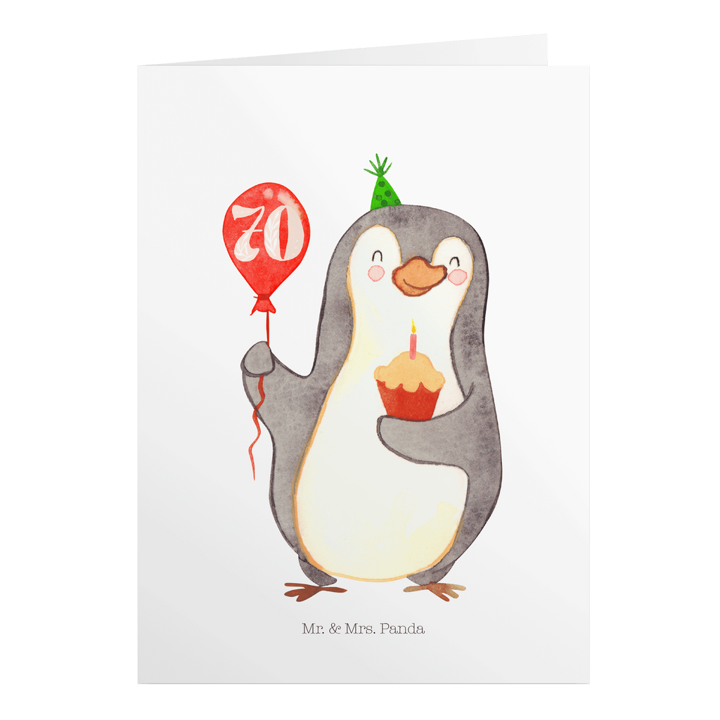 Geburtstagskarte 70. Geburtstag Pinguin Luftballon Grusskarte, Klappkarte, Einladungskarte, Glückwunschkarte, Hochzeitskarte, Geburtstagskarte, Geburtstag, Geburtstagsgeschenk, Geschenk, Pinguin, Geburtstage, Happy Birthday, Geburtstagsfeier