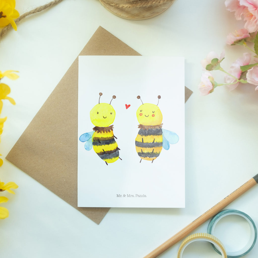 Grußkarte Biene Verliebt Grußkarte, Klappkarte, Einladungskarte, Glückwunschkarte, Hochzeitskarte, Geburtstagskarte, Karte, Biene, Wespe, Hummel